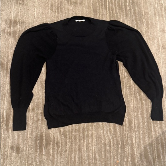 Splendid Black Crew Neck Sweater with Puff Sleeves Size Small - Picture 1 of 5